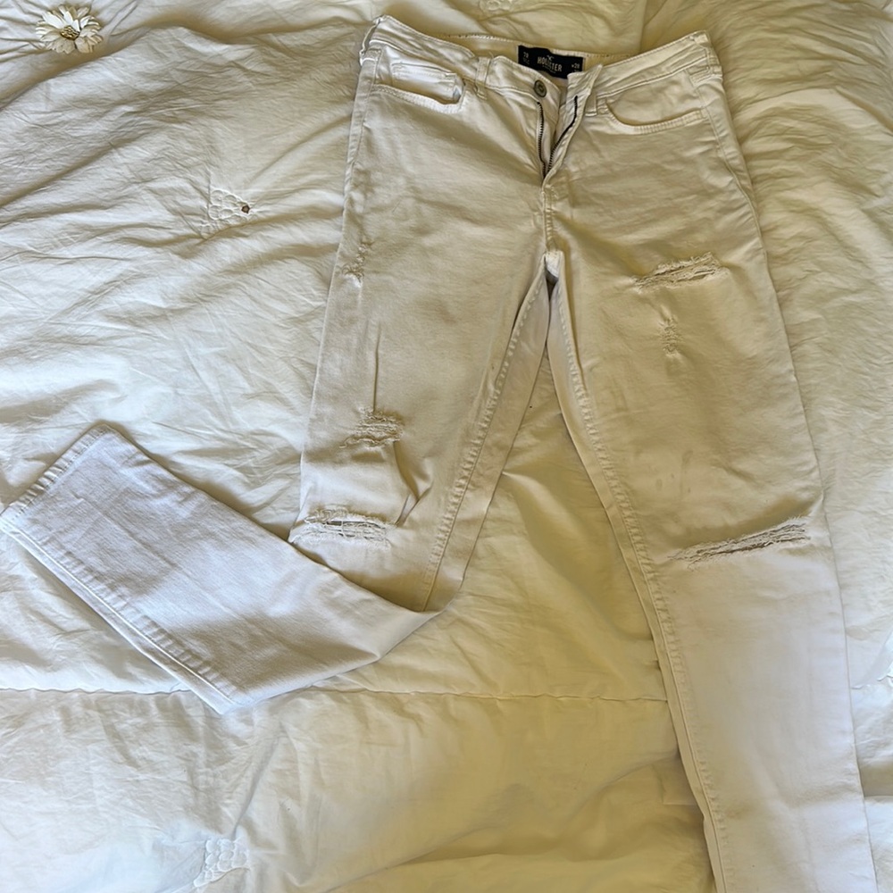 Super skinny white ripped jeans hollister
